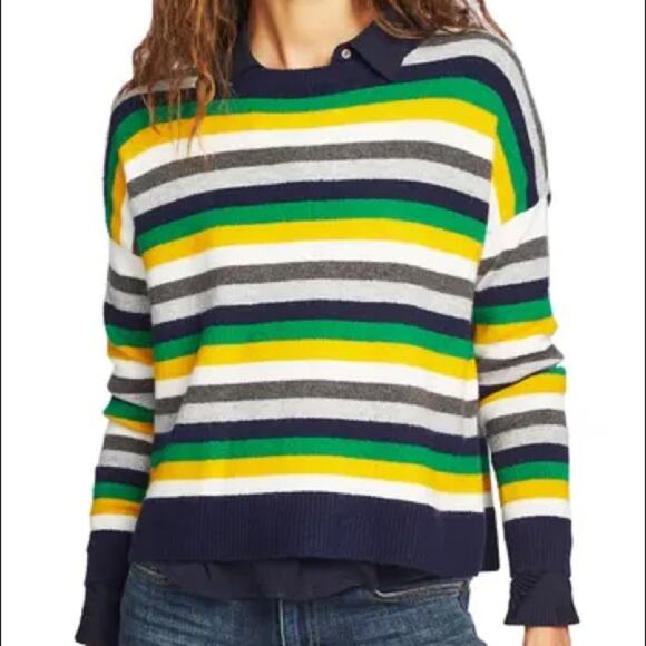 Court & Rowe NEW Sleeve Stripe Crop Sweater XS - Picture 1 of 7